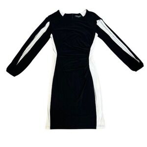 Lauren Ralph Lauren Women's Black White Sheath Dress Long Cutout Sleeves  Sz 6